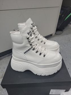 NAKED WOLFE SPIKE WHITE LEATHER PLATFORM SNEAKERS. Shoe Size NAKED WOLFE SPIKE WHITE LEATHER PLATFORM SNEAKERS. Shoe Size