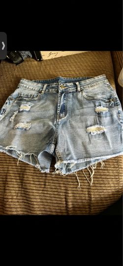 Distressed Light Wash Denim Shorts