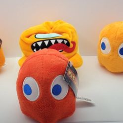 Pac-Man Plush Ghost Set 4 Arcade Retro Gaming Stuffed Toys New With Tags