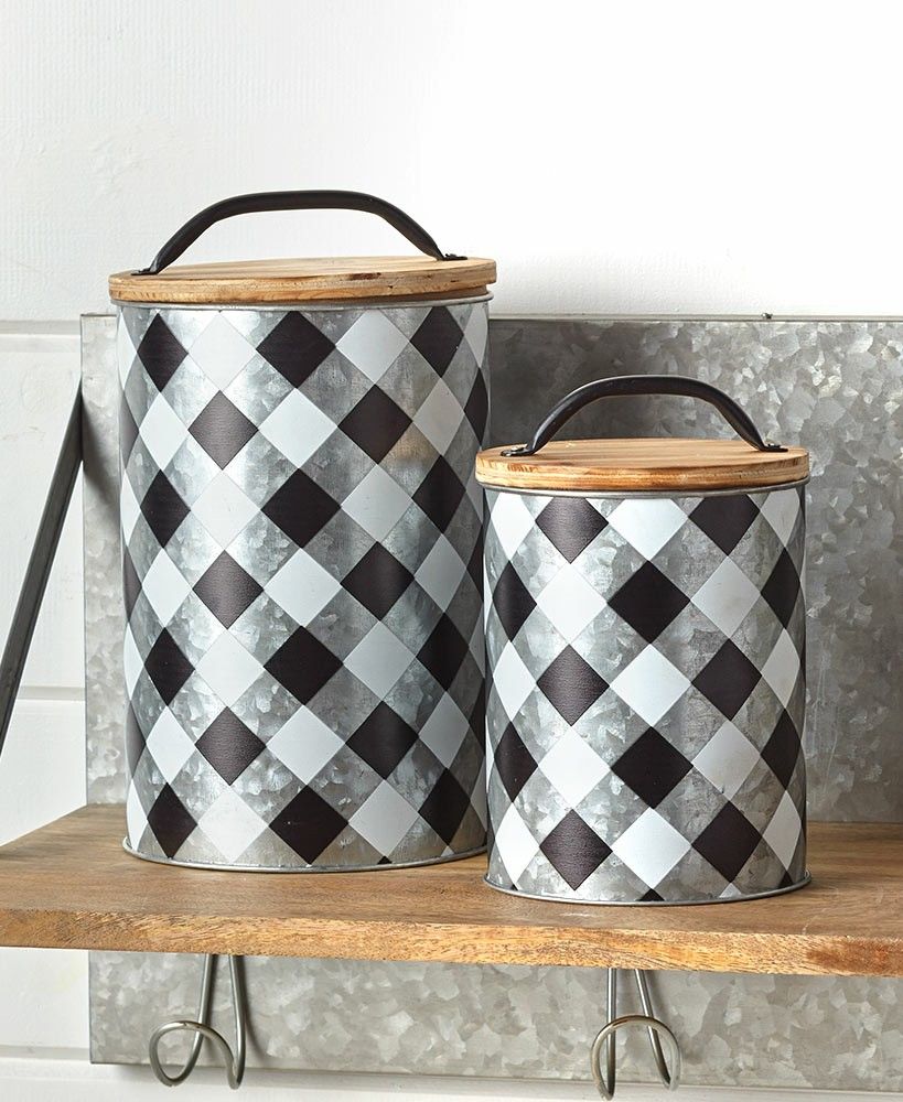 Buffalo plaid canister set