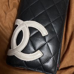 Chanel Ligne Cambon Continental Wallet Leather Bifold Wallet