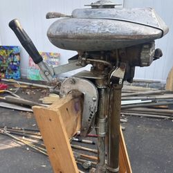 Outboard Boat Motor with Wooden Stand 