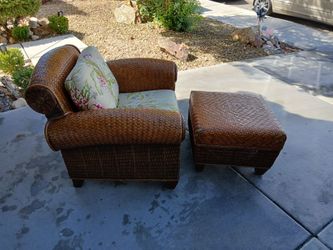 Wicker Chair and Ottoman Set