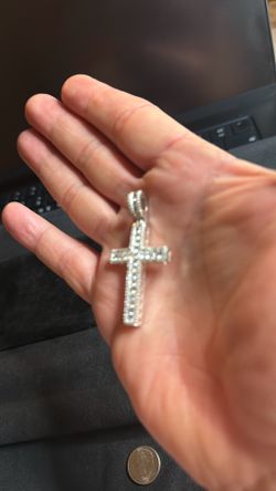 Moisanite silver plated cross