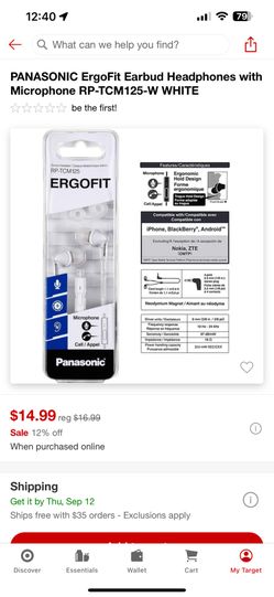 Panasonic ErgoFit Earbud Headphones w/ Microphone