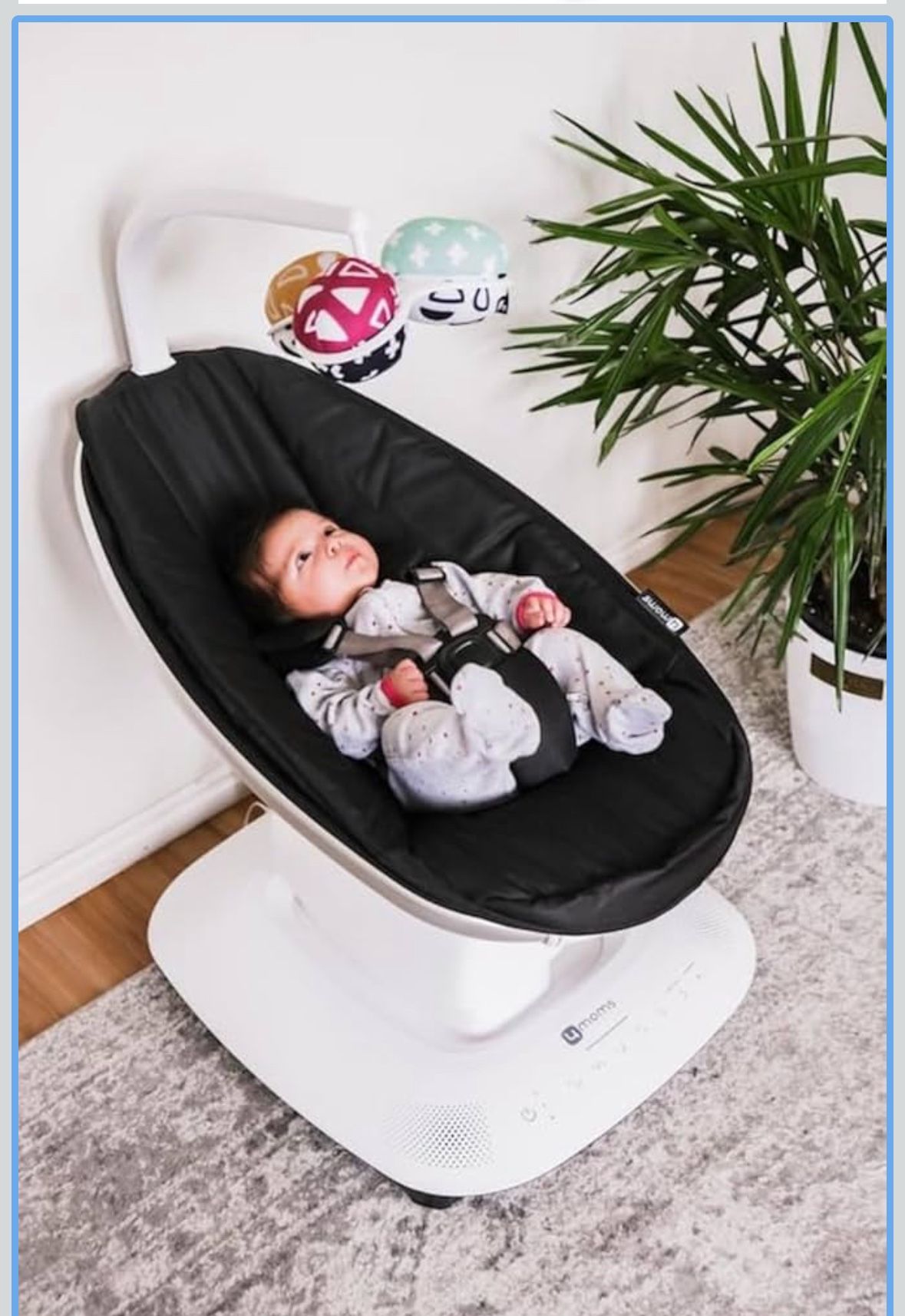 4moms MamaRoo Multi-Motion baby swing, Bluetooth enabled With 5 Unique motions, Black