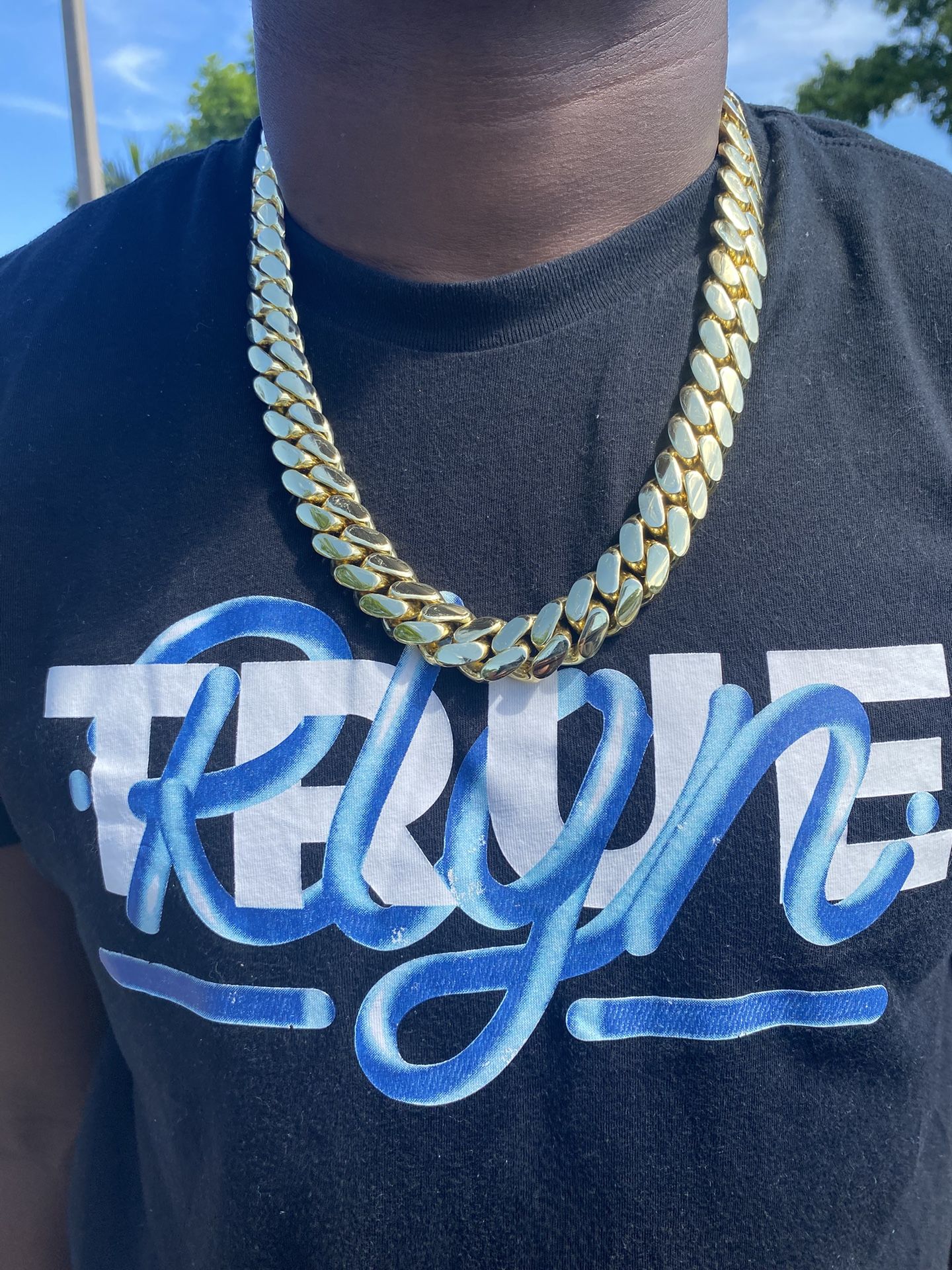 18mm Gold Plated Cuban Link 24 Inch 