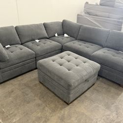 Costco Thomasville Tisdale Modular Sectional 6-piece Dark Gray with Storage Ottoman