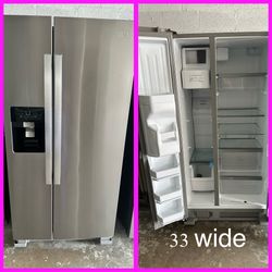 33 Wide Side By Side Refrigerator, Nevera De Puerta Francesa 