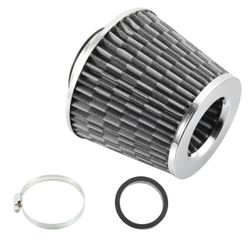 2.5" 65mm Reducer Ring Inlet Cold Air Intake Cone Replacement Washable Clamp on Dry Air Filter Carbon Fiber Pattern