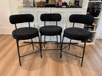 24'' Bar Stools Set of 3, for Kitchen Island. Black