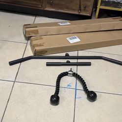 Tricep Press Down & LAT Pulldown Cable Attachments – Tricep Rope, Rotating Bar,– Weight Machine Accessories