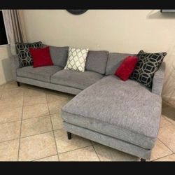 Living Spaces Grey Sectional Couch 
