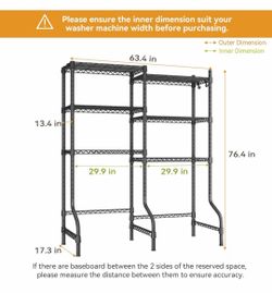 Over Washer and Dryer Storage Shelves, Laundry Room Metal Rack 6-Tier Shelf Space Saver Holds 568lbs, Above Washer Dryer Storage Rack for Organization