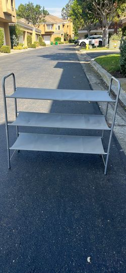 Gray 3-Tier Metal Shoe Organizer Rack
