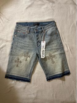 Purple jean shorts
