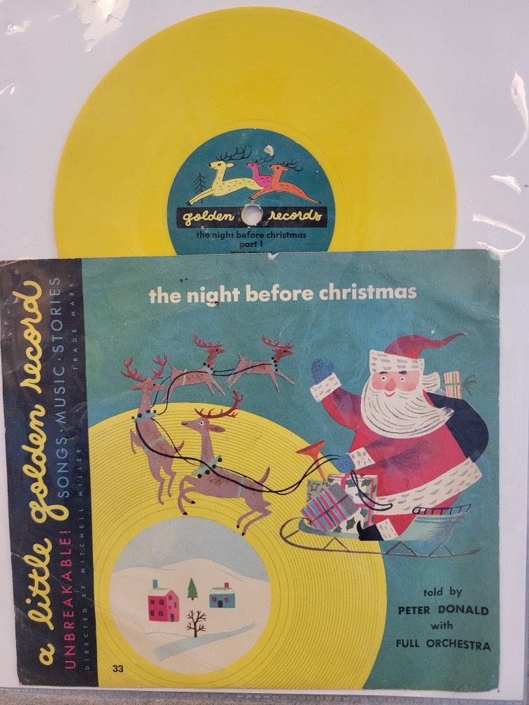 Vintage Christmas The Night Before Christmas Record Little Golden Record