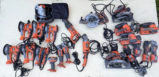 RIDGID Tool Lot – For Parts or Repair – Sanders, Saws, Grinders & More