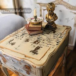 French Countryside End Table with Drawer and French Script!