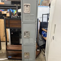 Metal Locker for Employees with Lock, Steel Office Storage Locker with 3Doors, Gym Lockers Metal Cabinet for Home Office,School(Grey)