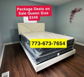 white color bed frame. x mattress x box spring 