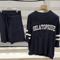 New Men Gelato Pique Sleepwear Loungewear Homme Fleece Top & Bottom Suit Short Sleeve And Shorts Sze