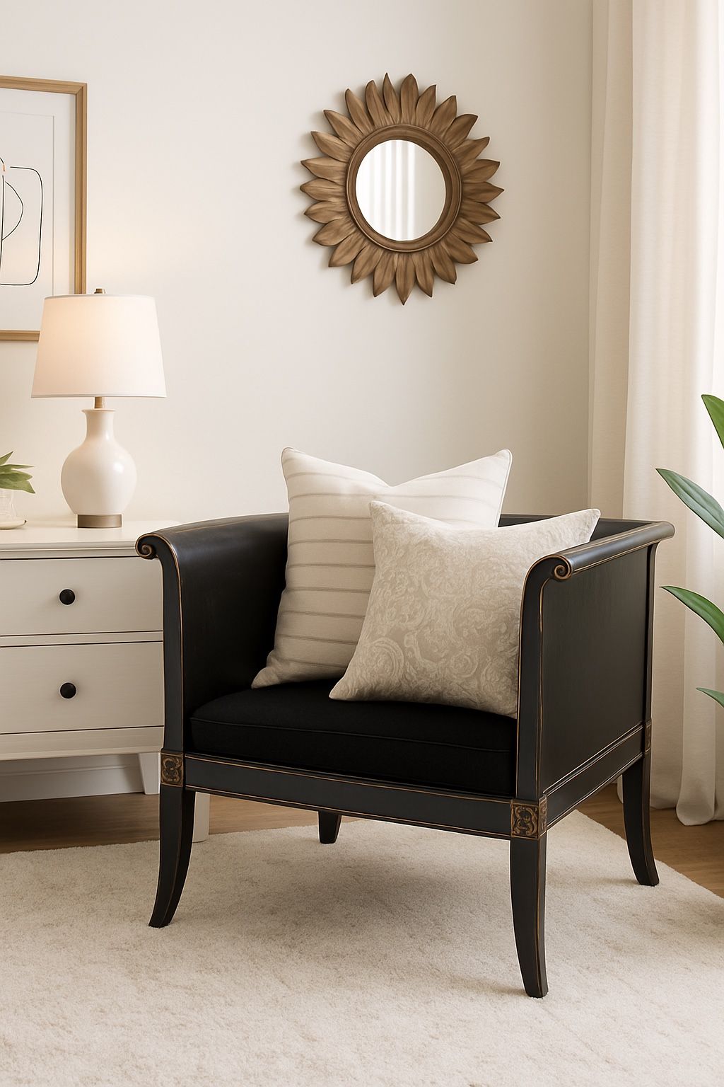 Chinese Style Ebonized Hardwood Club Chair – Timeless Elegance & Unique Silhouette