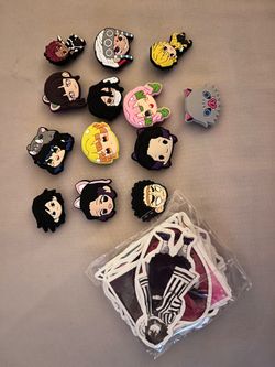 Demon slayer stickers plus croc charms