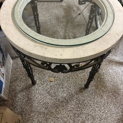 marble and glass top