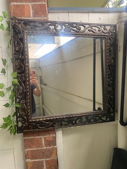 Large Ornate Dark Bronze Wall Mirror