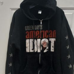 Green Day American Idiot Hoodie Sweatshirt Men's Size Large Good Condition