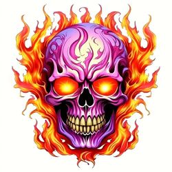Skull in Flames Motorcycle Bike MX Rock Metal Sticker Decal