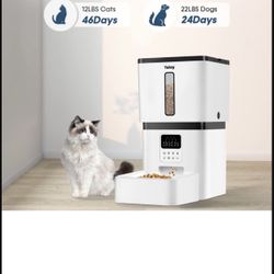  Automatic Cat Feeders - 8L/33 Cups Dog Food Dispenser with Lock Lid &Desiccant Bag - Programmable Timed Cat Feeder with 20s Voice Recorder - Portion 