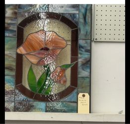 Vintage Panel with light pink, burgundy, and light blue.