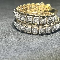 Vintage Gold Over Silver Diamond Tennis Bracelet 
