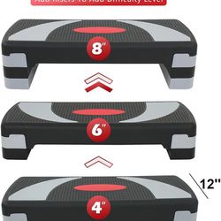 31" Aerobic Step Platform, Adjustable Exercise Workout Stepper with Stackable Risers, Step Up Steppers for Exercise at Home, Fitness Equipment for Hom