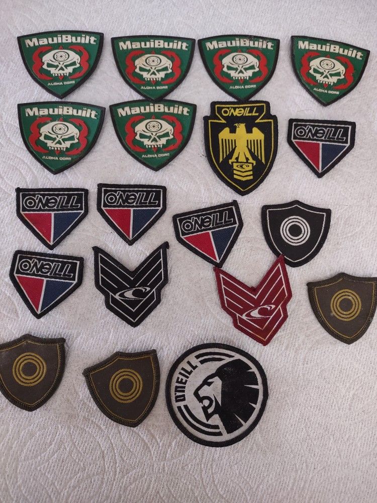 19 vintage surf patches o'neil mauibuilt etc from early 80s etc cond