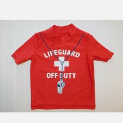 Carter's Boys 2T LIFEGUARD OFF DUTY Red Rash Guard Swim Shirt Top Beach Clothes