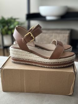 Women’s Boden Stitched Wedge Espadrille - Tan Size 40