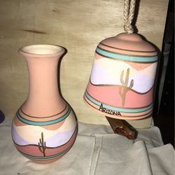 NEW Southwest Terra Cotta Vase And Wind Chime