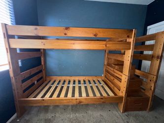 Twin Size Bunk Beds With 4 Dresser Stairs and Two bottle Drawers.