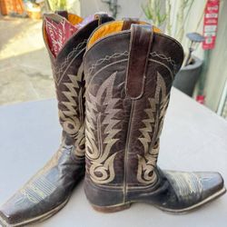 Vintage Men's Western Cowboy Boots Size 10 D Dark Brown Leather