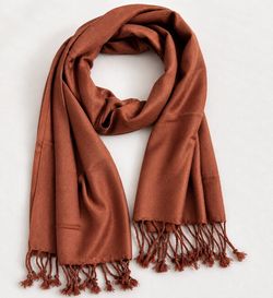 Terracotta 100% Viscose Pashmina Scarf with Tassels