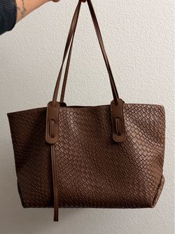 Woven PU Leather Tote Bag