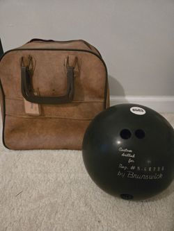 Vintage Brunswick 15-Lb Bowling Ball with Original Case