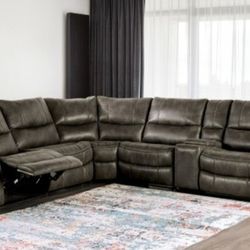 Brand New Grey Super Plush Reclining Sectional Sofa 
