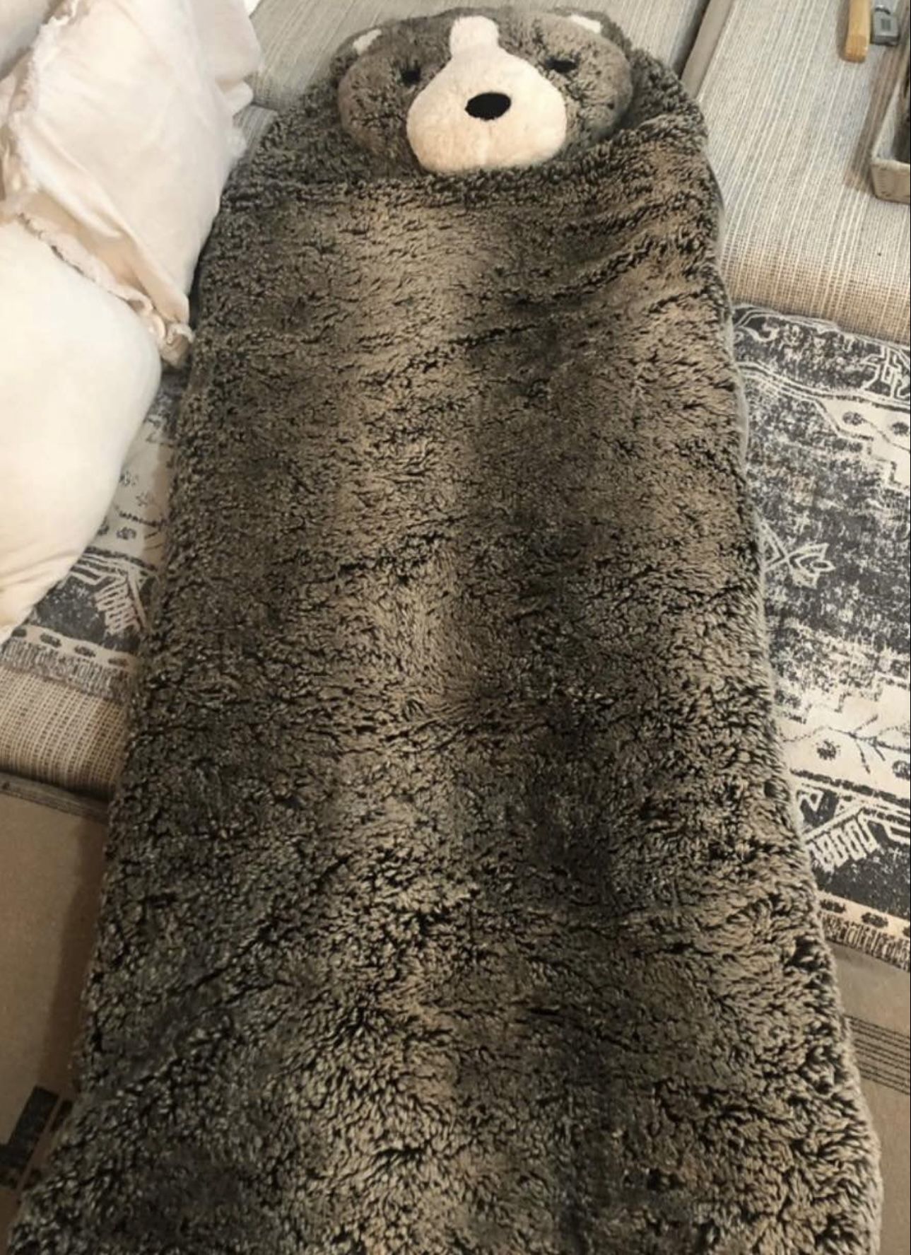 Pottery Barn Kids Shaggy Teddy Bear Faux Fur Plush Sleeping Bag