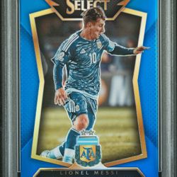 2015 PANINI SELECT #65 LIONEL MESSI DARK BLUE JER-BLUE PRIZM /299 PSA 10