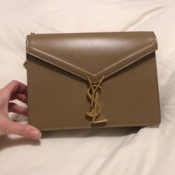 YSL Yves Saint Laurent Taupe Color Leather Handbag 