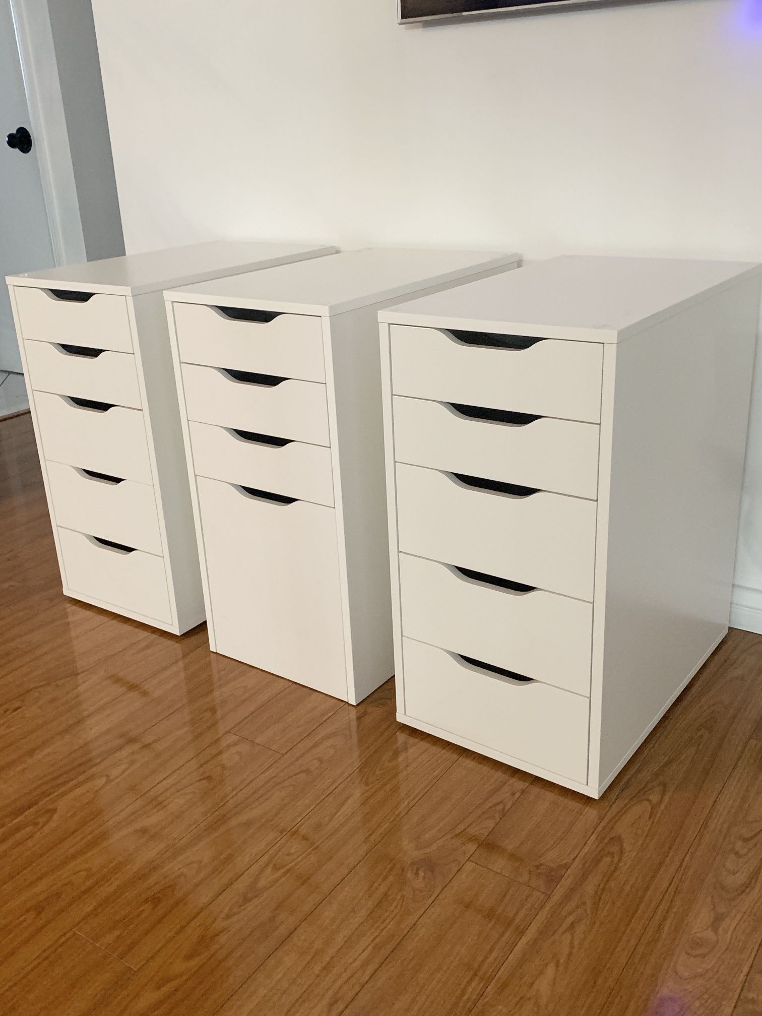 Set of 3 File Drawer Units in White
